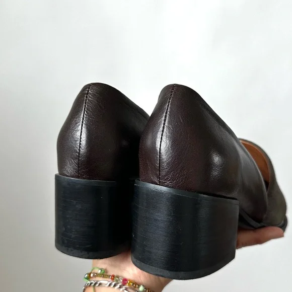 Jeffrey Campbell Chic Brown Loafers Chunky Block Heel ‘Shriver’ D’Orsay Style-8 - Picture 8 of 13